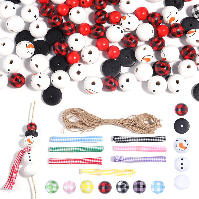 Wholesale Christmas Themed DIY Wooden Beaded Hemp Rope Set